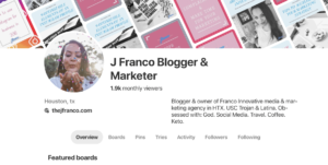 Pinterest bio for thejfranco.com