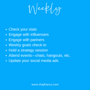 weekly social media tasks