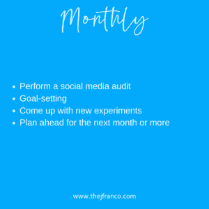 monthly social media tasks
